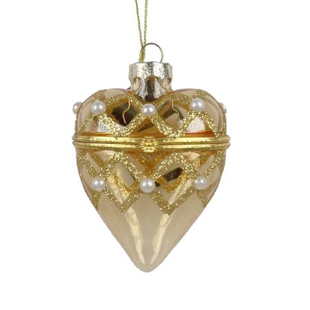 подвеска MAXIJOY Сердце с замком 9,3см стекло золотой