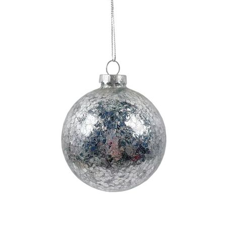 шар MAXIJOY Иней 80мм стекло серебряный