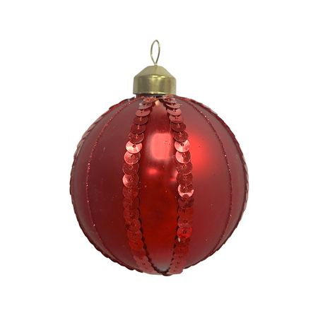 шар MAXIJOY Линии из пайеток 80мм стекло красный