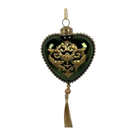 подвеска MAXIJOY Сердце с кисточкой 10см стекло зеленый
