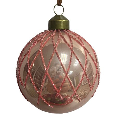 шар MAXIJOY Розовые линии 80мм стекло шампань