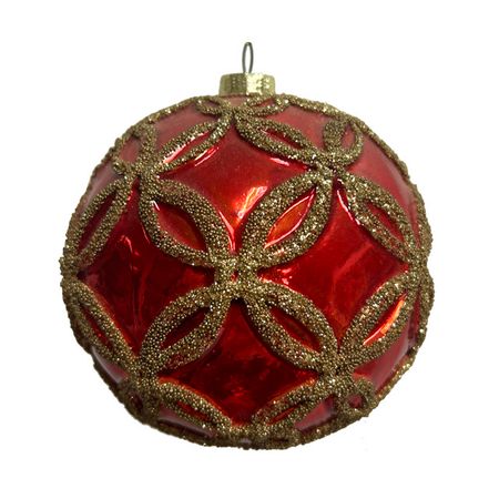шар MAXIJOY Золотые узоры 100мм стекло красный
