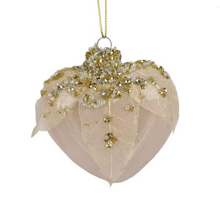 подвеска MAXIJOY Лепестки и стразы 9см стекло бежевый