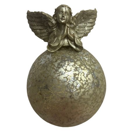 подвеска MAXIJOY Ангел и шар 11,3см стекло золотой