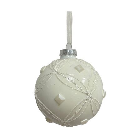 шар MAXIJOY Ромбики и линии 80мм стекло белый