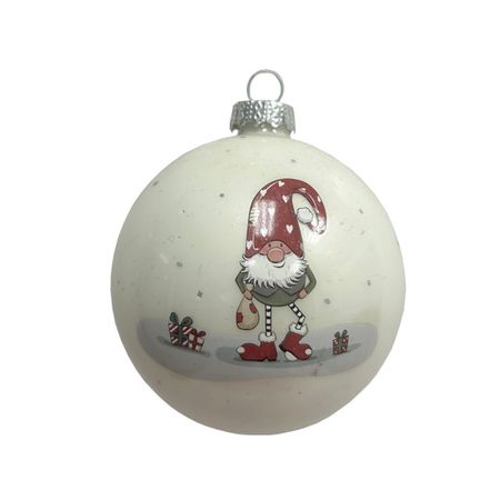 шар MAXIJOY Новогодний 80мм стекло белый в асс-те