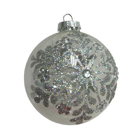 шар MAXIJOY Снежинка 80мм стекло серебряный