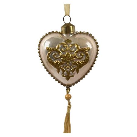 подвеска MAXIJOY Сердце с кисточкой 10см стекло бежевый