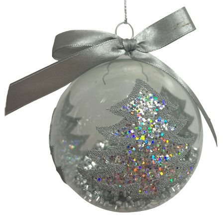 шар MAXIJOY с серым бантиком 80мм стекло прозрачный