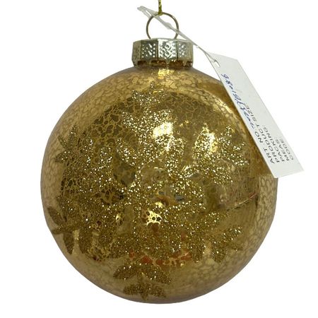 шар MAXIJOY Снежинка 80мм стекло золотой