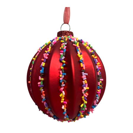 шар MAXIJOY Цветные полосы 80мм стекло красный