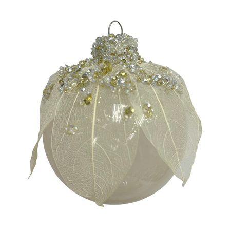 шар MAXIJOY Лепестки и бусины 80мм стекло шампань