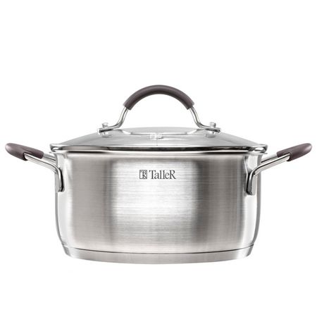 кастрюля TALLER Lira 2,8л 20см нерж.сталь стеклянная крышка индукция