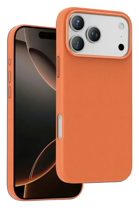 Чехол-накладка Keephone Peekaboo MagSafe для Apple iPhone 17 Pro Max искусственная кожа (оранжевый)