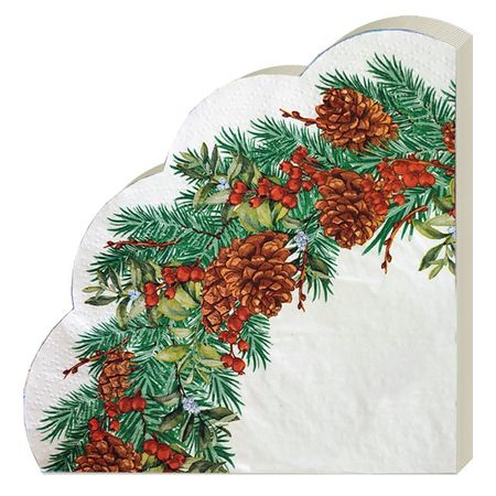 салфетки BOUQUET Rondo Новогодний венок-3 3-слойные 32см 12шт круглые