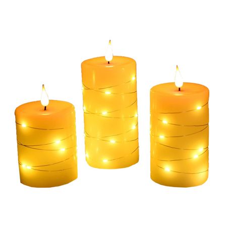 декорация с подсветкой MAXIJOY Три свечи 7,5/11/13,5см 56LED теплый белый свет