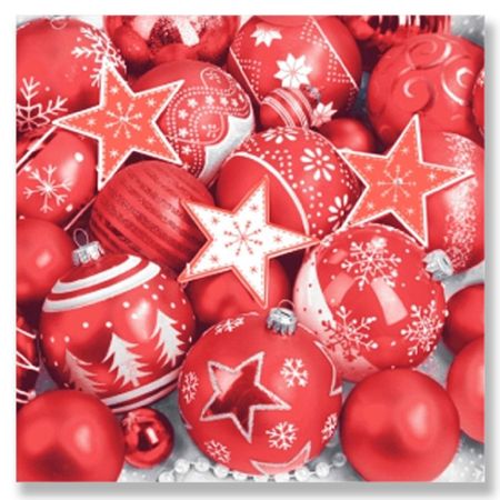 салфетки BOQUET Новогодняя композиция красная 3-слойные 24х24см 25шт