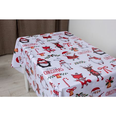 клеенка Глянец Весёлые друзья НГ шир.140см белая, арт.15553