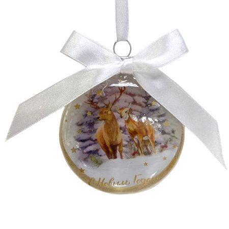 подвеска MAXIJOY Олени в зимнем лесу 8,6см стекло прозрачный