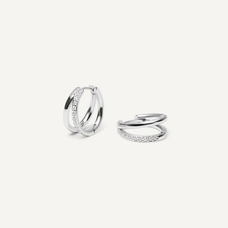 PLAIN STUDIO Серьги Double Hoops Earrings - Silver
