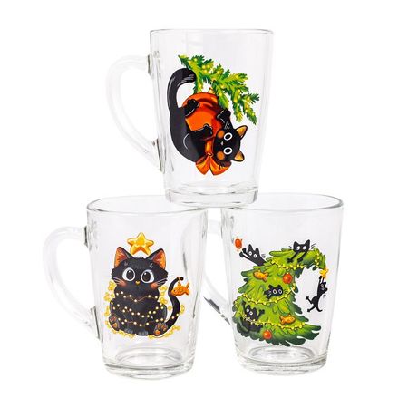 кружка OSZ Капучино Озорные котики 300мл стекло