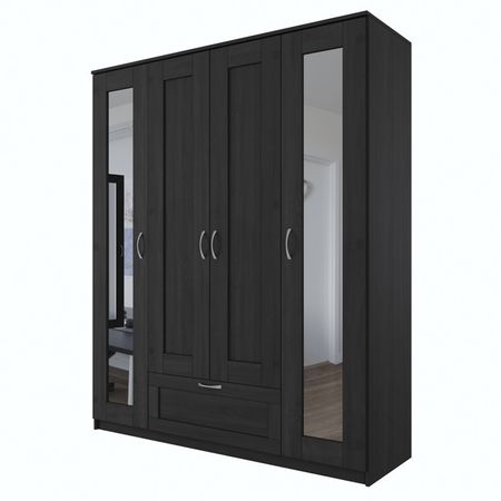 шкаф СИРИУС 4 двери 2 зеркала и 1 ящик 1561x1900x502мм венге ЛДСП