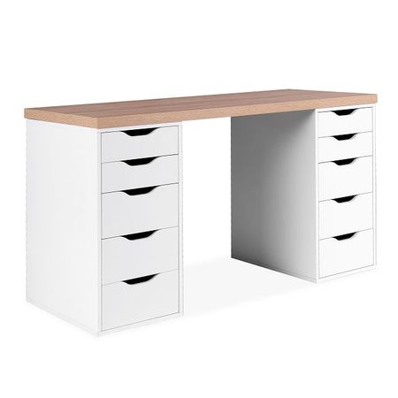 стол письменный Ингар 2/55 1400x750x550мм дуб беленый/белый тамбурат