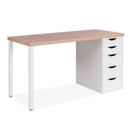 стол письменный Ингар 2/5Т 1400x750x550мм дуб беленый/белый тамбурат