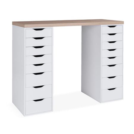 стол письменный Ингар 2/88 1400x1060x550мм дуб беленый/белый тамбурат