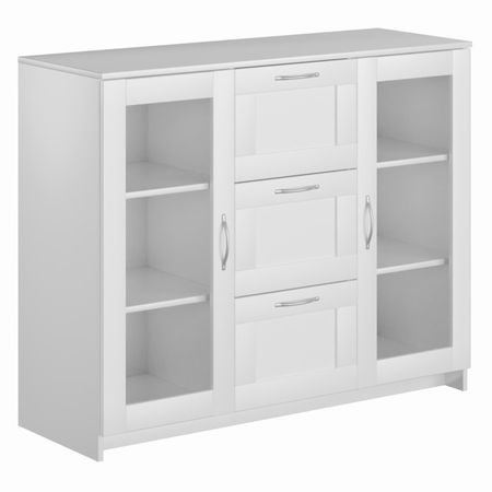 тумба СИРИУС 2 двери со стеклом и 3 ящика 1171x946x412мм белая ЛДСП