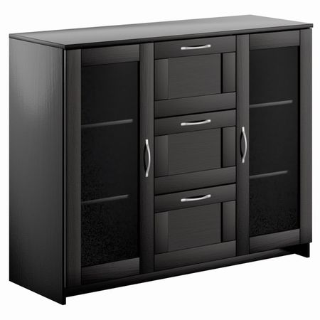 тумба СИРИУС 2 двери со стеклом и 3 ящика 1171x946x412мм венге ЛДСП