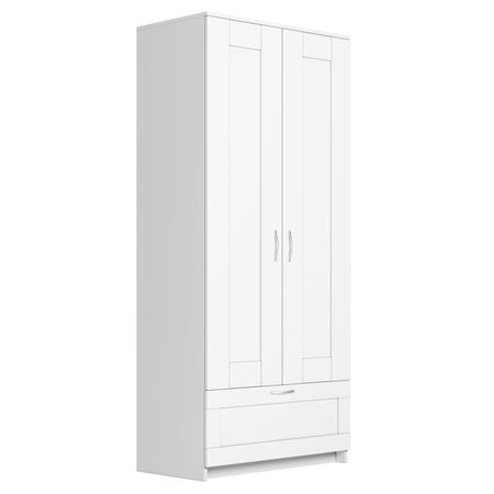 шкаф СИРИУС 2 двери и 1 ящик 782x1900x502мм белый ЛДСП