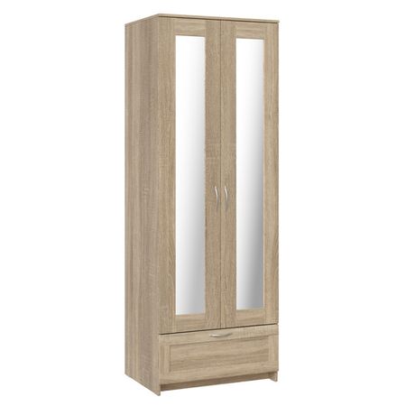 шкаф СИРИУС 2 двери 2 зеркала и 1 ящик 782х585х2196мм сонома ЛДСП