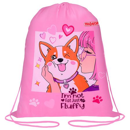 Мешок для обуви ПИФАГОР Сумка для обуви  Пушистая акита мешок для сменной обуви emoji 43 34см