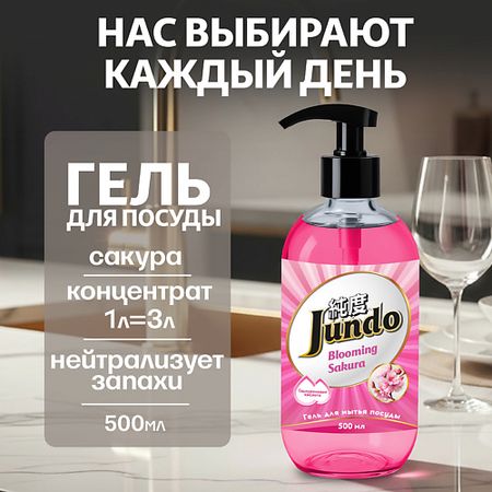 Гель для мытья посуды JUNDO Средство для мытья посуды, концентрированный ЭКО-гель Premium Sakura