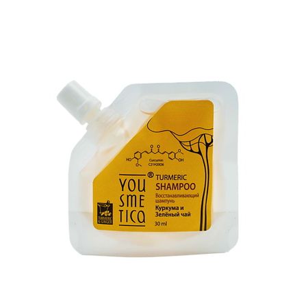 Шампунь для волос YOUSMETICA Восстанавливающий шампунь Куркума и Зелёный чай
