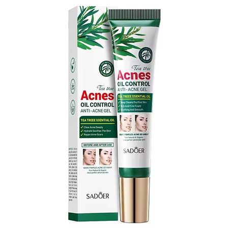 Гель для лица SADOER Гель против акне очищающий и восстанавливающий с маслом чайного дерева