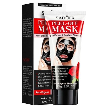 Маска для лица SADOER Маска отшелушивающая черная с экстрактом розы и бамбуковым углем