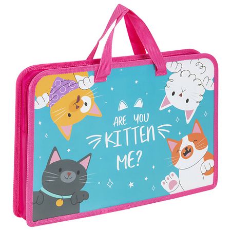 Папка для бумаг ЮНЛАНДИЯ Папка на молнии с ручками Котики