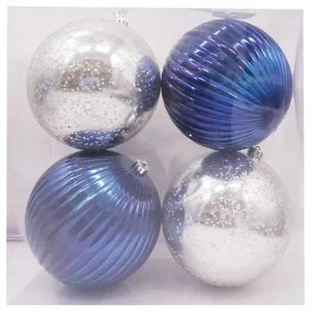 набор шаров MAXIJOY 4шт 150мм синий пластик, серебряный