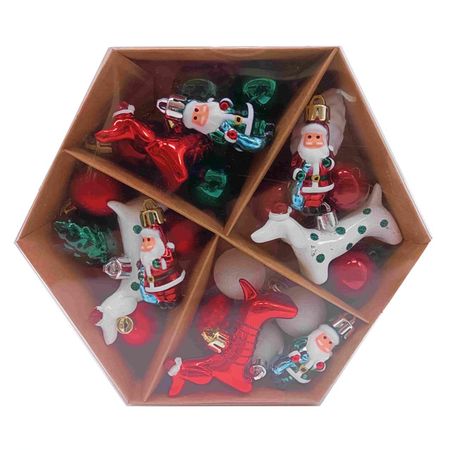 набор подвесок MAXIJOY Новогодний 24шт 3/5/5,5/8см пластик