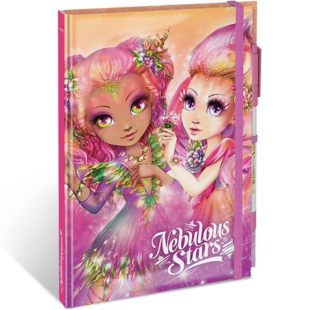 Блокнот NEBULOUS STARS Серия: Hazelia. Блокнот 2в1 в жестком переплете, на резинке, с гелевой ручкой блокнот для творчества с наклейками и переводными тату луна neo stars