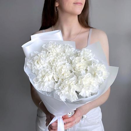 Букет живых цветов МНОГО ЦВЕТОВ ЦВЕТОЧНЫЙ МАГАЗИН Букет комплимент из белых диантусов