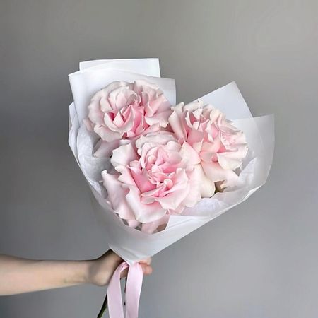 Букет живых цветов МНОГО ЦВЕТОВ ЦВЕТОЧНЫЙ МАГАЗИН Монобукет из 3 французских роз