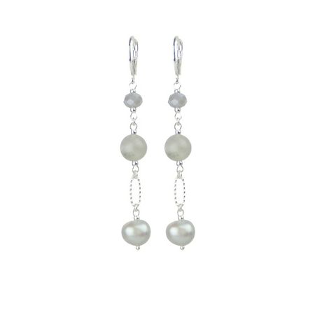 Серьги LANZEROTTI Серьги с жемчугом, лабрадоритом и кристаллом