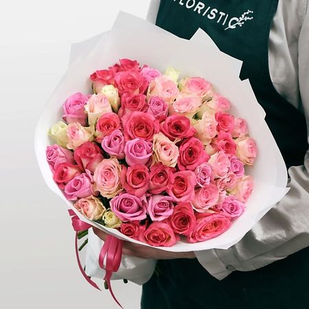 Букет живых цветов STUDIO FLORISTIC Букет из Роз Кения 51 шт 40 см «Маргарита»