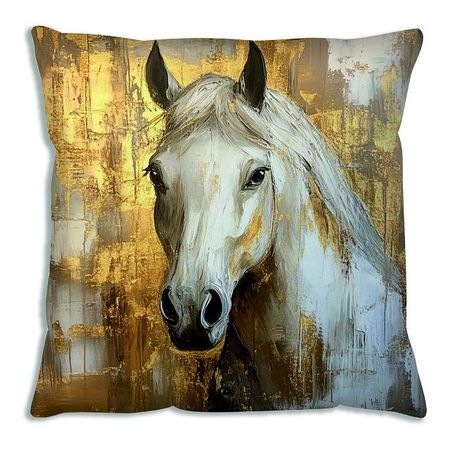 подушка декоративная Лошадь 40х40см белая, арт.ПД лошадь белая