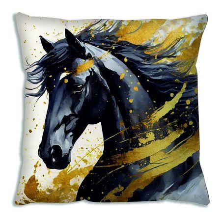 подушка декоративная Лошадь 40х40см бежевая, арт.ПД лошадь золото