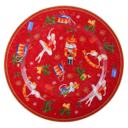 тарелка KORALL Щелкунчик и мышиный король 24см обеденная фарфор красный