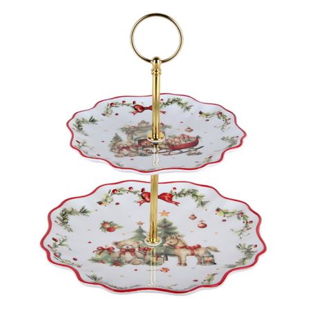 горка HOME COLLECTION Новогоднее настроение 2-х ярусная 16/21см 25см фарфор
